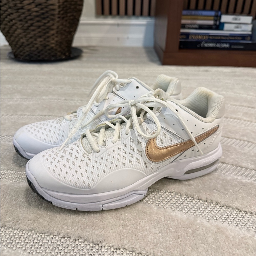 Nike White and Gold Running Shoes